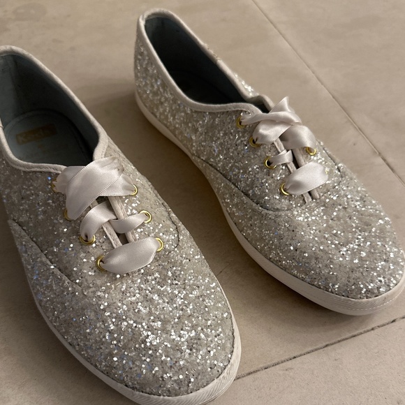 Silver Glitter Kate Spade Keds - Picture 1 of 1